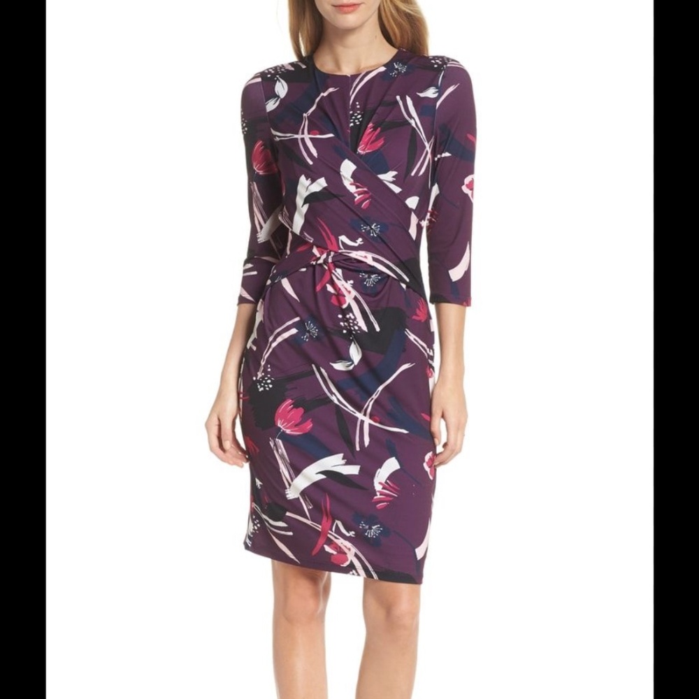 Eliza J Crossover Bodice Jersey Sheath Dress💋
